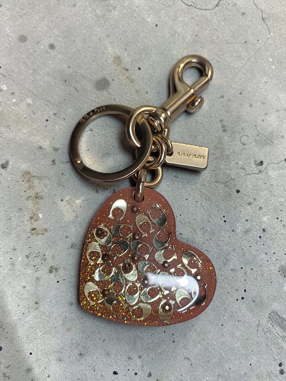 COACH Signature Heart Bag Charm/ Key Holder